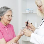 Doctor testing glucose on a patient's finger