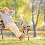 Retired gentleman on a park bench