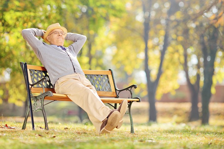 Retired gentleman on a park bench