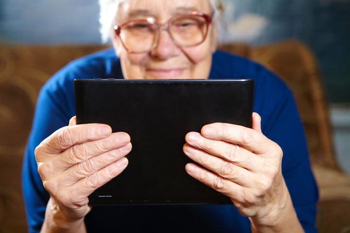 Grandma using an iPad