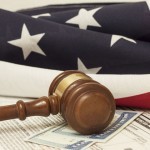 Social security card and a US flag