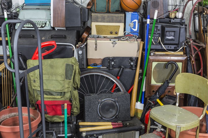 Killing the Clutter, lots of old items stuffed in a garage