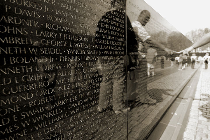 People visiting the WW2, Vietnam War memorial