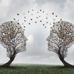 Two trees shaped like people