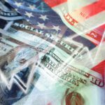 American Flag, Social Security Card, One Hundred Dollar Bill, Graph going up and to the right