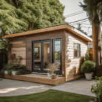 Small building in the backyard of a home.